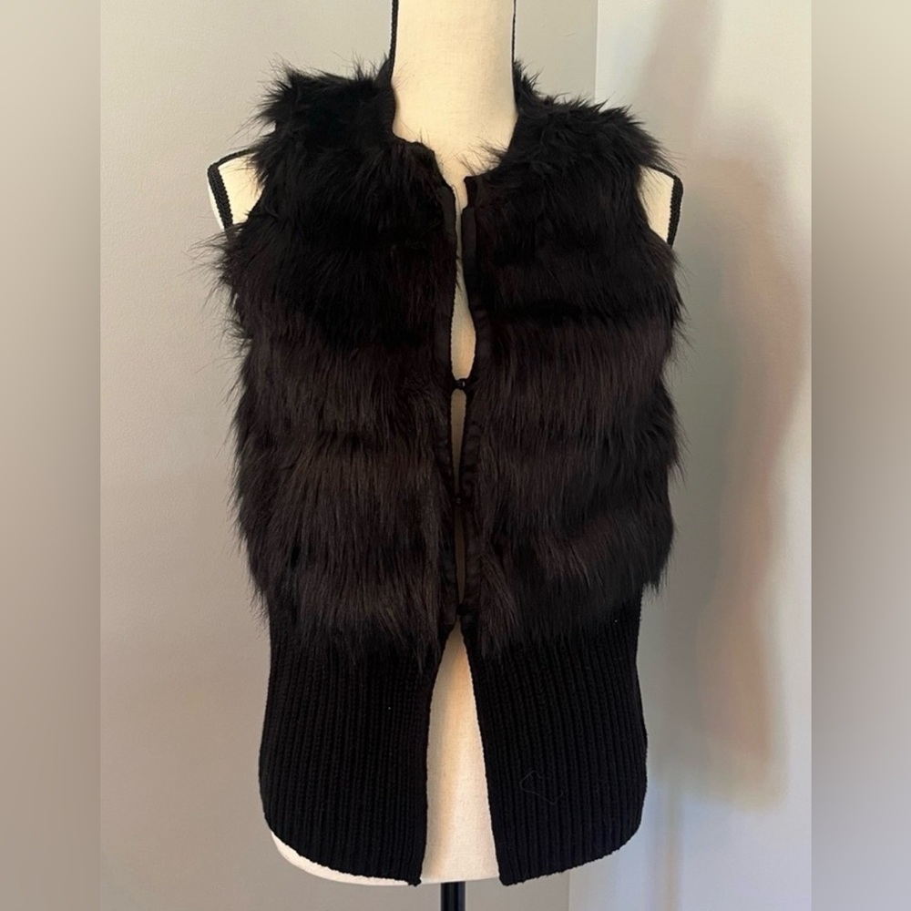 Vince Camuto Black Faux Fur Vest